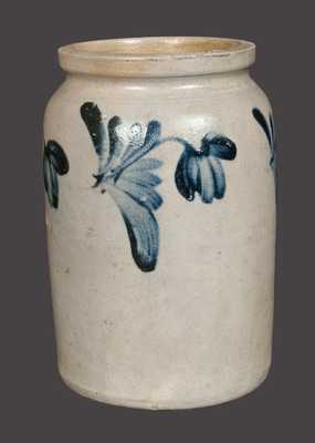 1/2 Gal. Stoneware Jar with Floral Decoration, Remmey, Philadelphia, circa 1860