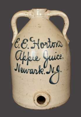 Rare E. E. Horton's Apple Juice / Newark, NJ Stoneware Script Advertising Cooler