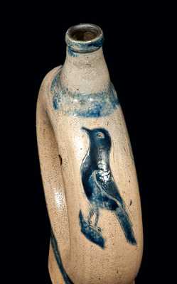 Exceedingly Rare and Important New York Stoneware Ring Jug w/ Incised Birds, Inscribed 