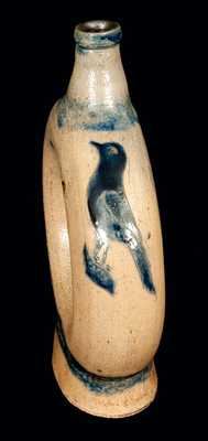 Exceedingly Rare and Important New York Stoneware Ring Jug w/ Incised Birds, Inscribed 