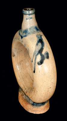 Exceedingly Rare and Important New York Stoneware Ring Jug w/ Incised Birds, Inscribed 