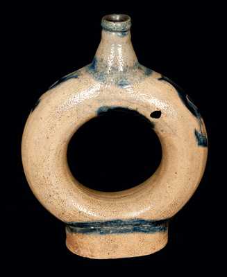 Exceedingly Rare and Important New York Stoneware Ring Jug w/ Incised Birds, Inscribed 