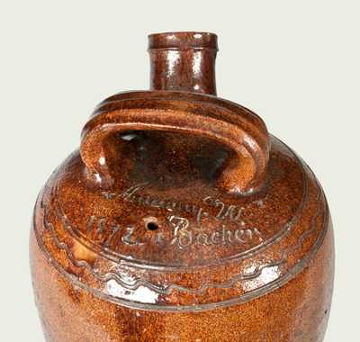 Very Rare Redware Harvest Jug Inscribed 