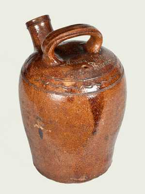 Very Rare Redware Harvest Jug Inscribed 