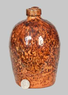 Quart-Sized JOHN BELL / WAYNESBORO Redware Jug with Sponged Manganese Decoration