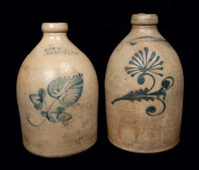 1 Gal. NICHOLS & BOYNTON / BURLINGTON, VT Stoneware Jug with Slip-Trailed Floral Decoration