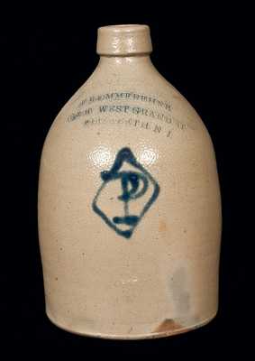 ELIZABETH, NJ Stoneware Advertising Jug with Unusual Cobalt 