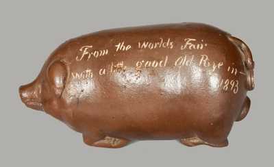 Anna Pottery Stoneware 1893 World's Fair Pig Flask (Descended in Kirkpatrick Family)