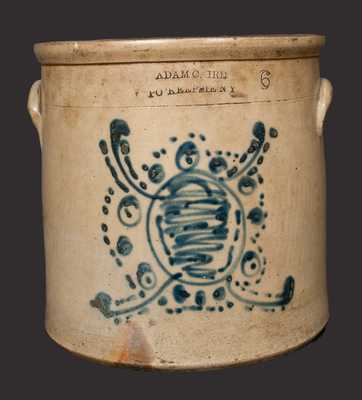 Rare ADAM CAIRE / PO KEEPSIE, NY Stoneware Crock with Stylized Turtle Decoration