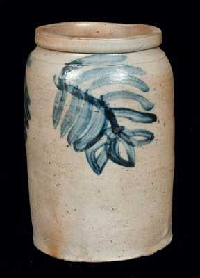 1/2 Gal. Stoneware Crock with Hanging Floral Decoration, Baltimore, circa 1850