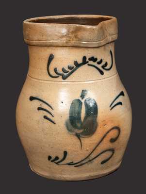 1/2 Gal. Stoneware Pitcher with Floral Decoration