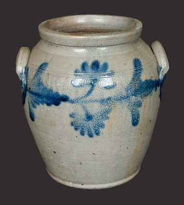 1 Gal. Ovoid Stoneware Jar with Floral Decoration, Remmey, Philadelphia, circa 1850