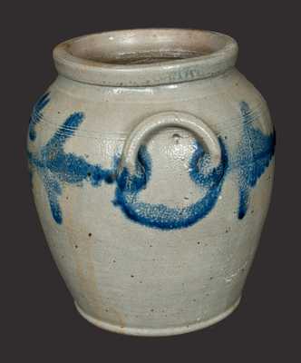 1 Gal. Ovoid Stoneware Jar with Floral Decoration, Remmey, Philadelphia, circa 1850
