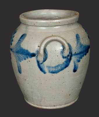 1 Gal. Ovoid Stoneware Jar with Floral Decoration, Remmey, Philadelphia, circa 1850