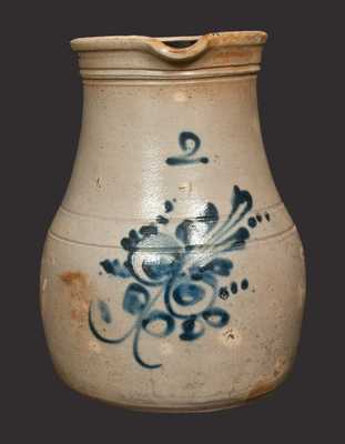 2 Gal. Stoneware Pitcher with Floral Decoration, Northeastern U.S. Origin