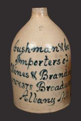 Cushman & Co. / Albany, NY Stoneware Script Advertising Jug