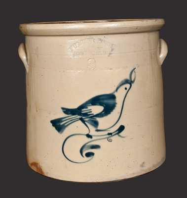 3 Gal. FULPER BROS. / FLEMINGTON, NJ Stoneware Crock with Bird Decoration