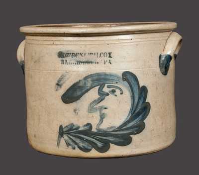Rare COWDEN & WILCOX Stoneware Butter Crock with Man-in-the-Moon Design