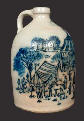 Elaborate BEAUMONT POTTERY / YORK, ME / 1987 Stoneware Jug with Fair Scene