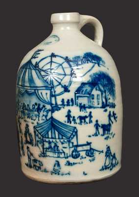 Elaborate BEAUMONT POTTERY / YORK, ME / 1987 Stoneware Jug with Fair Scene