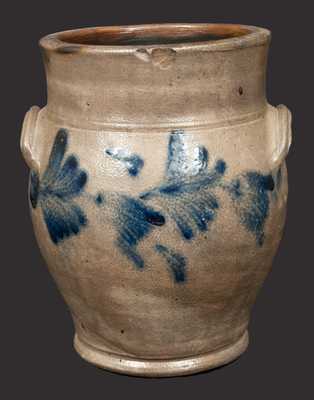 2 Gal. Baluster-Form Stoneware Crock with Tulip Decoration, att. Richard Remmey, Philadelphia, c1865
