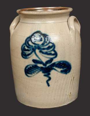 2 Gal. Stoneware Crock with Slip-Trailed Floral Decoration