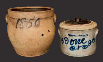 Lot of Two: Ovoid Stoneware Jar Dated 1850 and