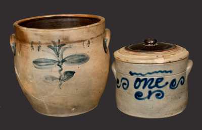 Lot of Two: Ovoid Stoneware Jar Dated 1850 and