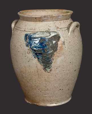 1/2 Gal. Early Ovoid Stoneware Jar with Incised Honey Combs