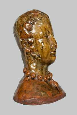 Unusual Glazed Redware Woman s Bust