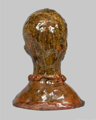 Unusual Glazed Redware Woman s Bust