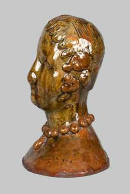 Unusual Glazed Redware Woman s Bust