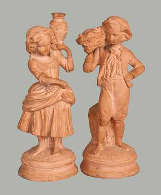 Pair of Redware Statues attrib. Hummelstown (PA) Terra Cotta Works, circa 1920