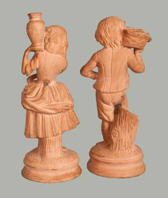 Pair of Redware Statues attrib. Hummelstown (PA) Terra Cotta Works, circa 1920