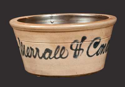 Stoneware Advertising Bowl or Collander, attrib. Fulper Pottery, Flemington, NJ, late 19th century