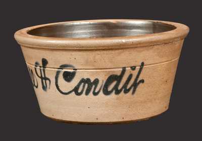 Stoneware Advertising Bowl or Collander, attrib. Fulper Pottery, Flemington, NJ, late 19th century