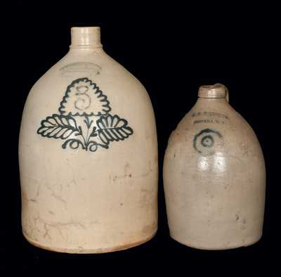 Lot of Two Jugs: J. BURGER, JR. / ROCHESTER, NY and H. M. WHITMAN / HAVANA, NY