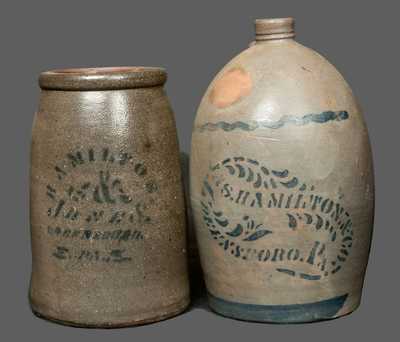 Lot of Two: HAMILTON & JONES / GREENSBORO, PA Crock and JAS. HAMILTON Jug