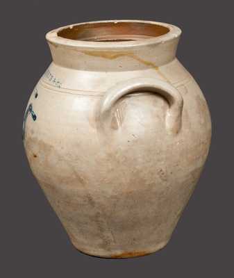 Very Rare 1 Gal. D. ROBERTS / UTICA Stoneware Crock w/ Finely-Incised Bird Decoration