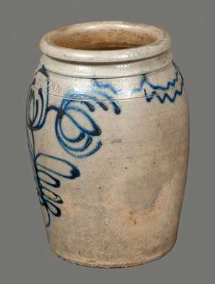 1/2 Gal. B. C. MILBURN / ALEXA. Stoneware Crock w/ Fine Slip-Trailed Decoration