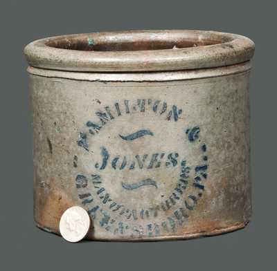 Rare Half-Gallon HAMILTON & JONES / MANUFACTURERS / GREENSBORO. PA Butter Crock