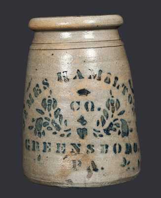 JAMES HAMILTON & CO. / GREENSBORO, PA Stoneware Canning Jar