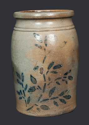 1/2 Gal. Western PA Stoneware Jar with Stenciled Floral Decoration