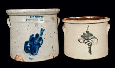 Lot of Two: 2 Gal. E. & L. P. NORTON / BENNINGTON, VT Stoneware Crock with Slip-Trailed Crock