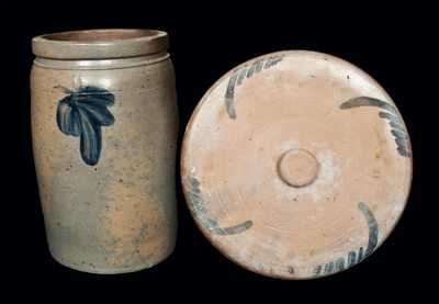Lot of Two: Baltimore Stoneware Lid and Crock