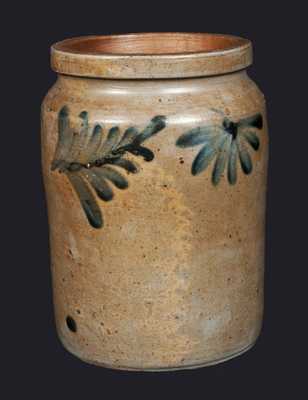 1/2 Gal. Stoneware Crock with Fan-Shaped Floral Decoration, Philadelphia, circa 1850