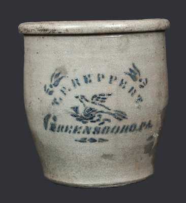 1 Gal. T. F. REPPERT / GREENSBORO, PA Stoneware Cream Jar w/ Stenciled Bird Decoration