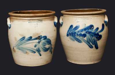 Lot of Two: 2 Gal. COWDEN & WILCOX / HARRISBURG, PA Stoneware Crocks with Floral Decoration