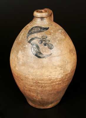 Old Bridge, NJ Stoneware Jug with Incised Floral Decoration