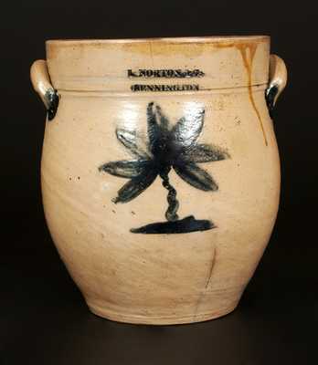 L. NORTON & Co. / BENNINGTON Stoneware Jar with Cobalt Floral Decoration, Two-Gallon